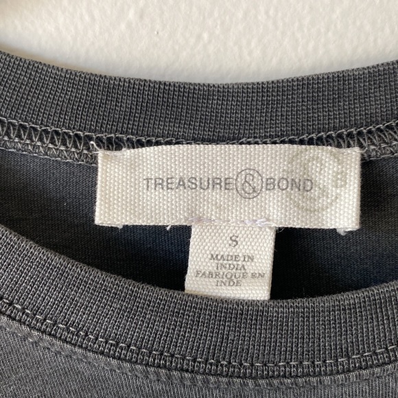 Treasure & Bond - Charcoal Grey Long Sleeve Basic T-Shirt Top - Picture 4 of 4